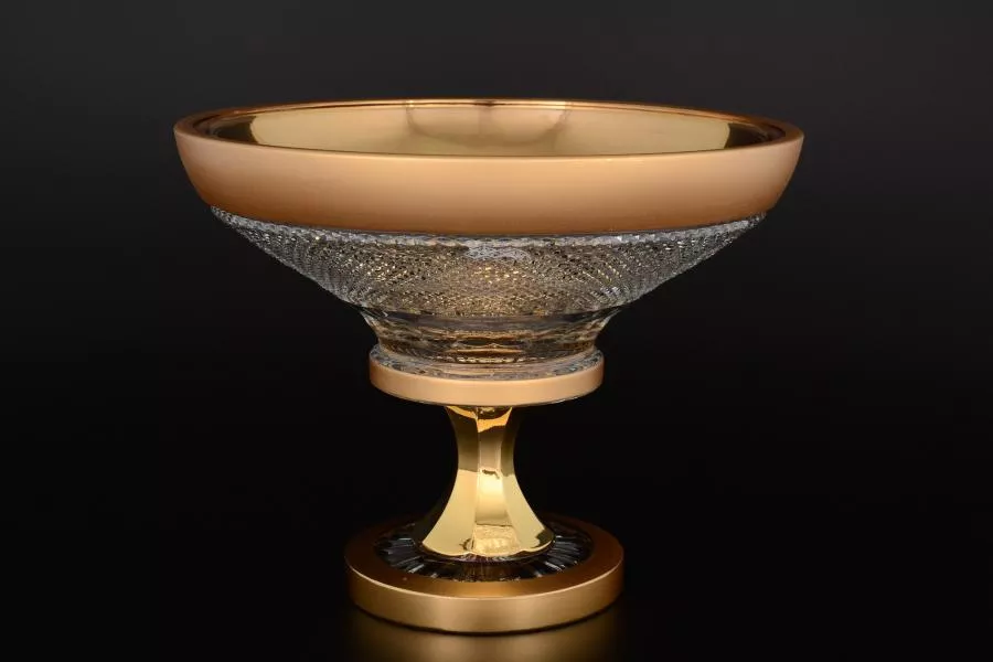 Фото Фруктовница Фелиция 25 см на ножке Sonne Crystal Золото Артикул 17721