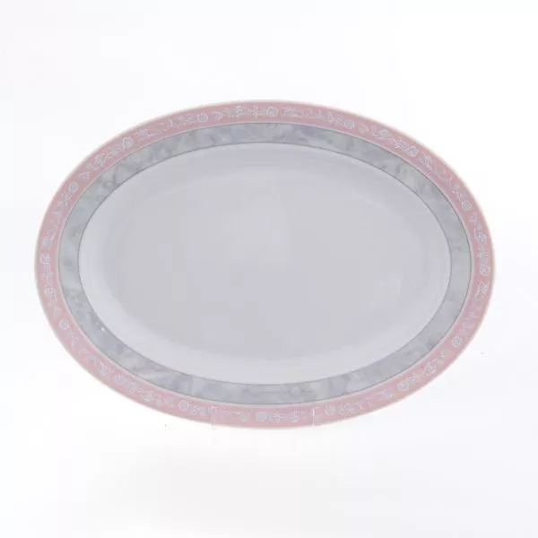 Фото Блюдо овальное 24 см Яна Серый мрамор с розовым кантом