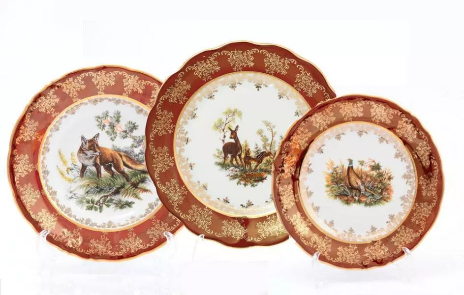 Фото Набор тарелок 18 предметов Охота красная Корона