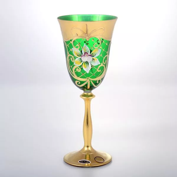 Фото Анжела набор бокалов для вина 250 мл зеленый Star Crystal (6 шт)