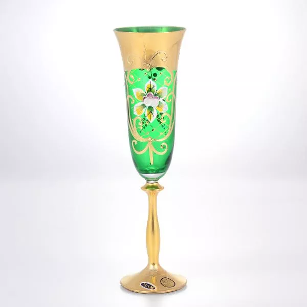 Фото Анжела набор бокалов для шампанского 190 мл зеленый Star Crystal (6 шт)