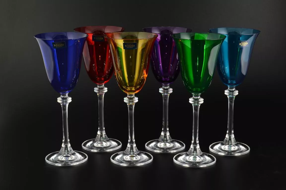Фото Набор бокалов для вина 185 мл Asio/Alexandra цветные (6 шт)